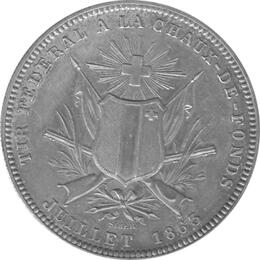 Schweiz 5 Franken 1863 La Chaux de Fonds Schützentaler 