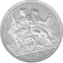 Schweiz 5 Franken 1883 Tessin Lugano Schützentaler