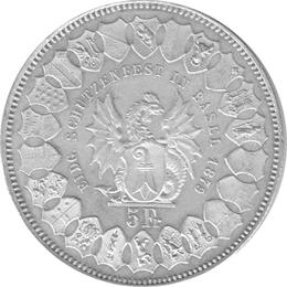 Schweiz 5 Franken 1879 Basel Schützentaler