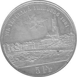 Schweiz 5 Franken 1881 Freiburg Schützentaler