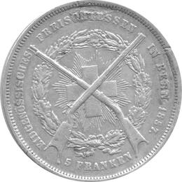 Schweiz 5 Franken 1857 Bern Schützentaler