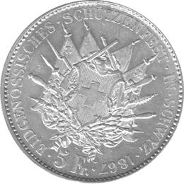 Schweiz 5 Franken 1867 Schwyz Schützentaler