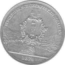 Schweiz 5 Franken 1874 St Gallen Schützentaler
