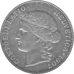 Schweiz 5 Franken 1907 Helvetia