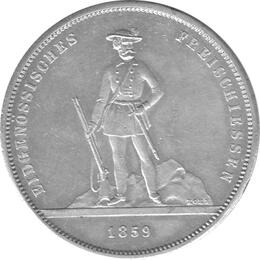 Schweiz 5 Franken 1859 Zürich Schützentaler