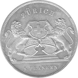 Schweiz 5 Franken 1859 Zürich Schützentaler