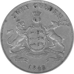 Altdeutschland Württemberg Zwey Gulden Wilhelm 1848
