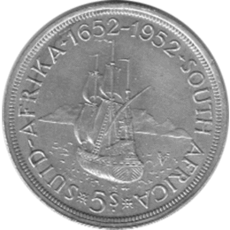  Südafrika 5 Shillings Georg VI 1936-1952 Segelschiff  