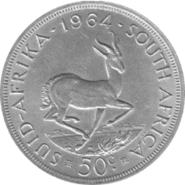Südafrika 50 Cent Jan van Riebeeck Springbock 1964