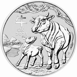 Lunar III Silbermünze Australien Ochse 5 Unzen 2021