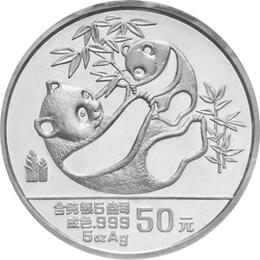 China Panda 5 Unzen 1989 PP Silberpanda 50 Yuan mit Box