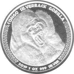 Congo Silbermünze 1 Unze Silverback Gorilla 2019