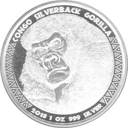 Congo Silbermünze 1 Unze Silverback Gorilla 2018