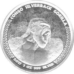 Congo Silbermünze 1 Unze Silverback Gorilla 2017