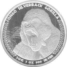 Congo Silbermünze 1 Unze Silverback Gorilla 2015