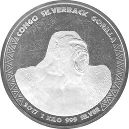 Congo Silbermünze 1 Kilo Silverback Gorilla 2017