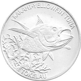 Tokelau Silbermünze 2014 Kakahi Yellowfin Tuna Geldflossentunfisch