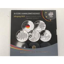 5x 20 Euro ADFGJ Silber Gedenkmünze PP 2019 Folder