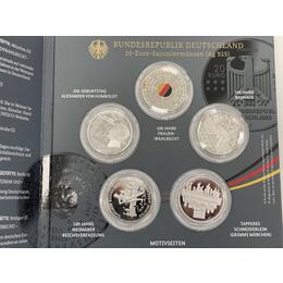 5x 20 Euro ADFGJ Silber Gedenkmünze PP 2019 Folder