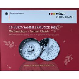 25 Euro Silber Gedenkmünze PP 2021 Weihnachten Geburt Christi