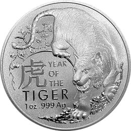 Australian RAM Tiger Lunar II Silber 1 Unze 2022