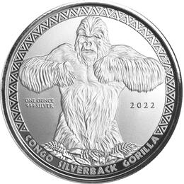 Congo Silbermünze 1 Unze Silverback Gorilla 2022