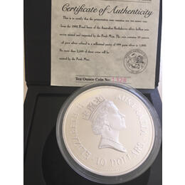 Kookaburra 10 Unzen PP Silbermünze Proof Perth Mint 1992