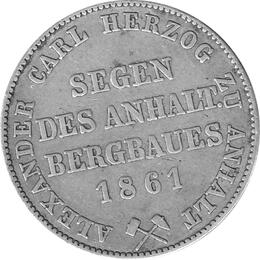 Anhalt Bernburg Alexander Carl Ausbeutetaler 1861
