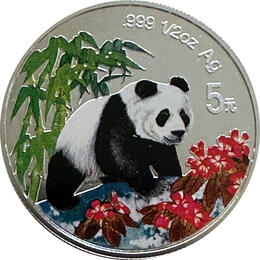 China Panda 1/2 Unze Silber 5 Yuan 1997 Farbe