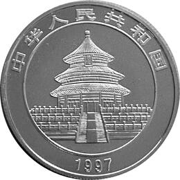 China Panda 1/2 Unze Silber 5 Yuan 1997 Farbe