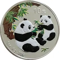 1 Unze China Panda 2006 Silbermünze in Farbe