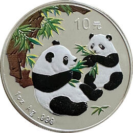 1 Unze China Panda 2006 Silbermünze in Farbe