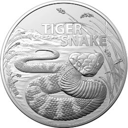 Australian Dangerous Tiger Snake 1 Unze Silbermünze 2024