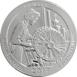 America the Beautiful 5 Unzen Silber Lowell Massachusetts 2019