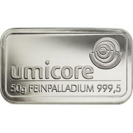 Palladiumbarren 50 Gramm Heraeus Umicore Degussa kaufen und verkaufen