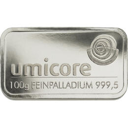 Palladiumbarren 100 Gramm Heraeus Umicore Degussa kaufen und verkaufen