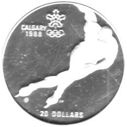 Canada Silber Calgary 1988 20 Dollar Speed Skating PP