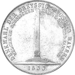 Altdeutschland Bayern Ludwig Geschichtstaler 1833