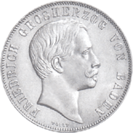Altdeutschland Baden Friedrich Gedenkgulden 1863