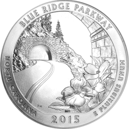 USA 5 Unzen Silber Blue Ridge National Parkway 2015 