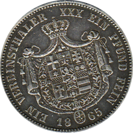 Altdeutschland Hessen Friedrich Wilhelm Siegestaler 1865