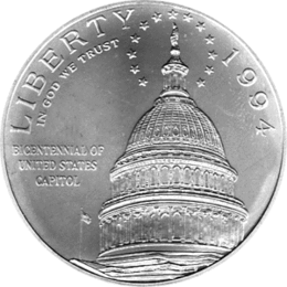1 Dollar USA, Silbermünze 1994, 200 Jahre Kapitol in Washington