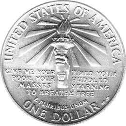 1 Dollar USA, Silbermünze 1986, Ellis Island