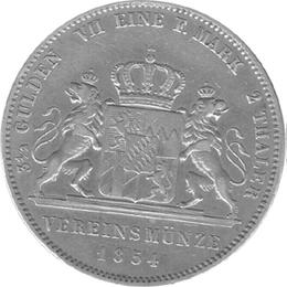 Doppeltaler 1854 Bayern Ludwig I 3/12 Gulden