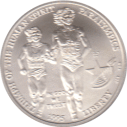 1 Dollar, USA 1995, Paralympics Atlanta, Blinde Läufering mit Führerin
