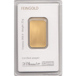 Goldbarren 20 Gramm Degussa
