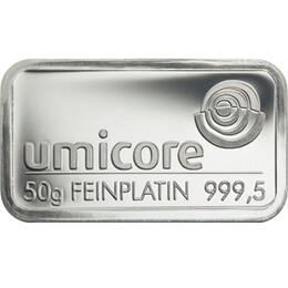 Platinbarren 50 Gramm Heraeus Umicore Degussa kaufen und verkaufen