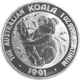 Platin Koala 1 Unze 1991 Australien Perth Mint