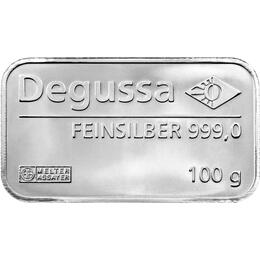 Silberbarren 100 Gramm Degussa