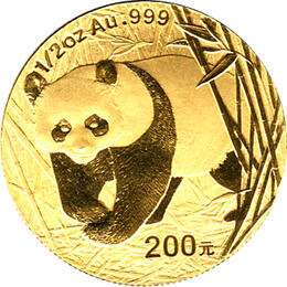 China Panda 1/2 Unze 2001 Goldpanda 200 Yuan